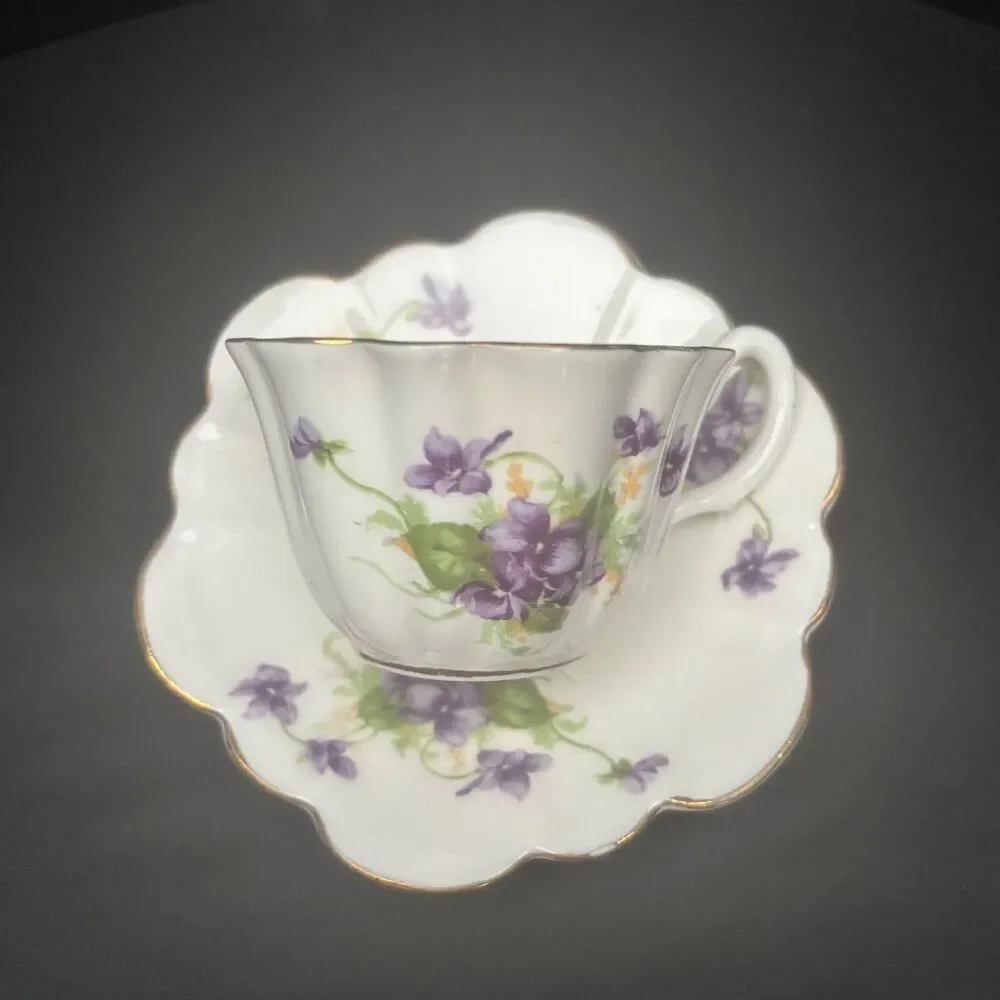 Royal Stuart Sweet Violets Demitasse Cup Saucer Cottage Made England Floral